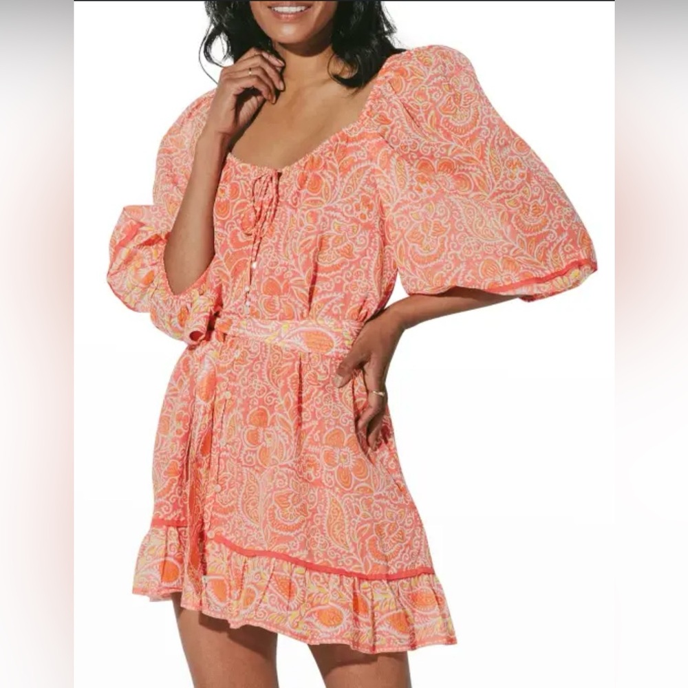 Cleobella Orange Paisley Mini Dress